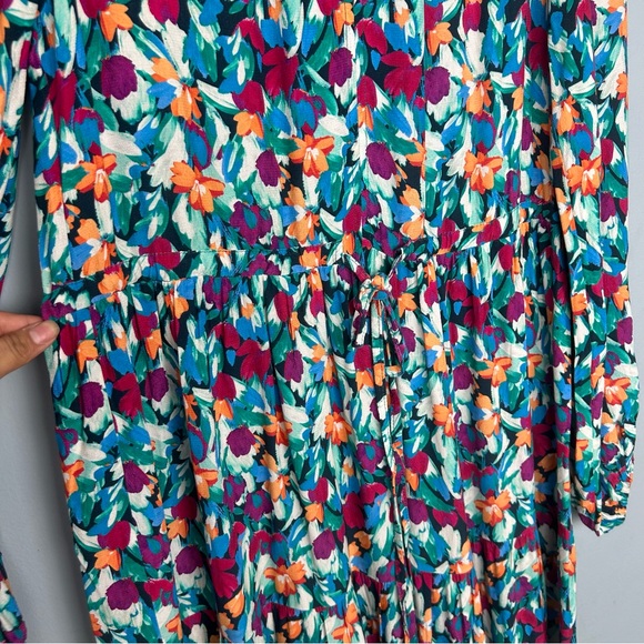 Fresha London scarlet tulips print midi dress size XS long sleeve - Picture 8 of 15